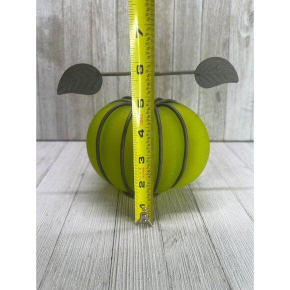 Vtg Glass Metal Green Pumpkin Tea Light Globe 6"H x 5.5"D India Halloween Decor - Picture 6 of 10